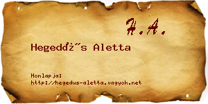 Hegedűs Aletta névjegykártya